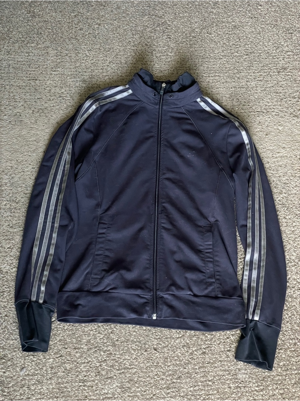 Greg adidas jacket with silver stripes